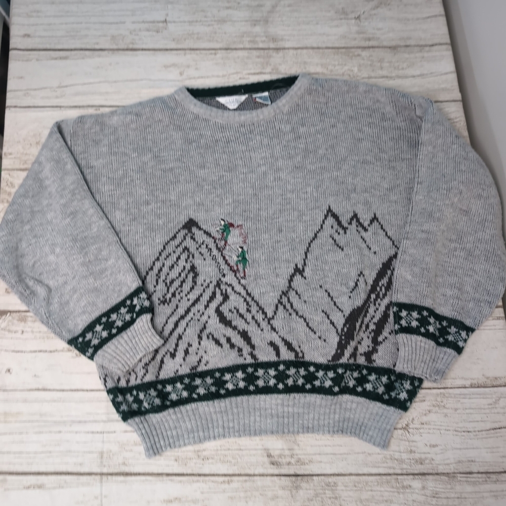 Vintage Club International Expedition Mountain Climbers Motif Sweater Size Large